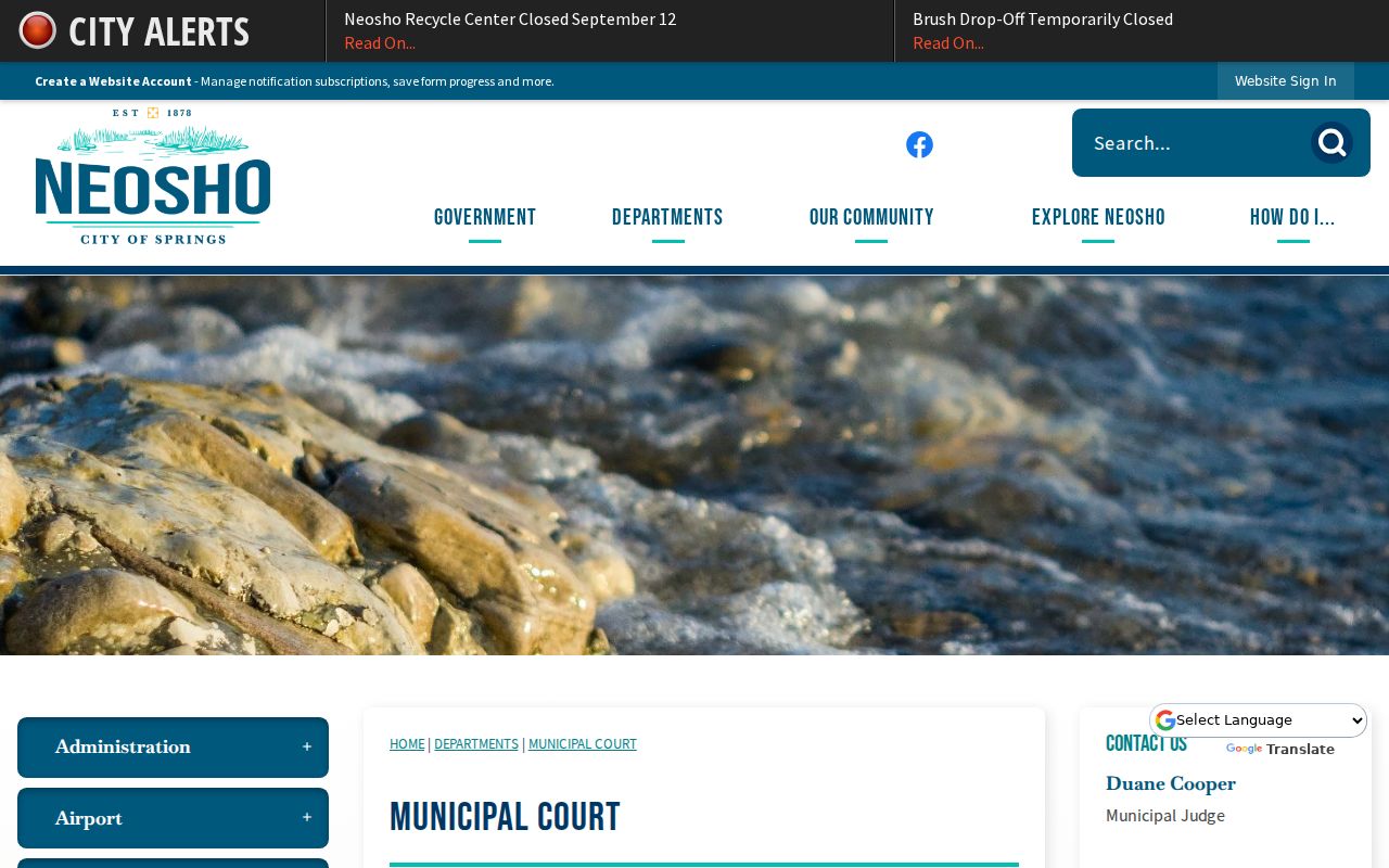 Neosho Municipal Court failure to appear and payment information
