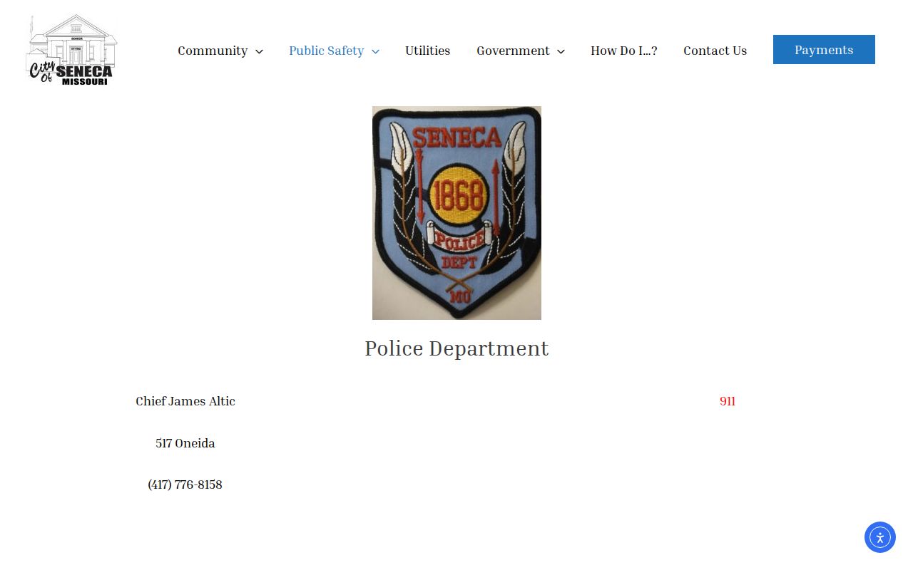 Seneca Police Department contact information