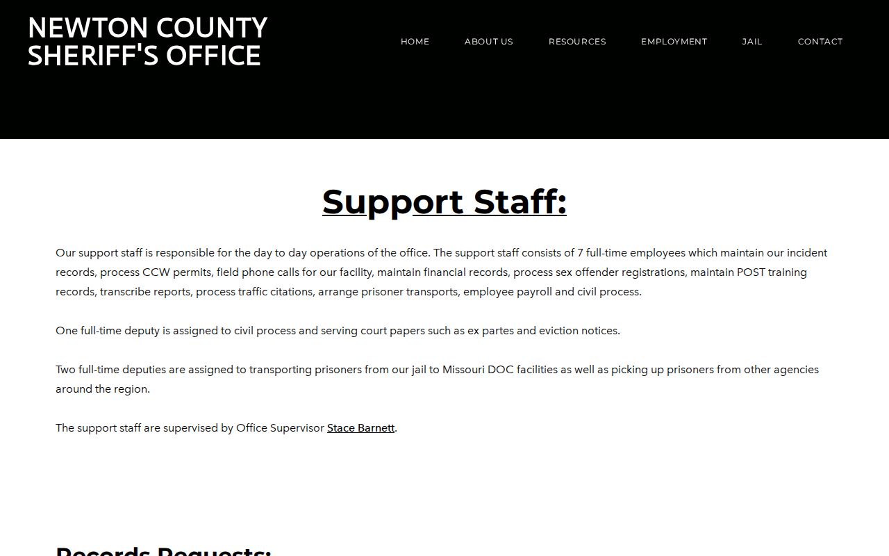 Newton County records support and Sunshine request links